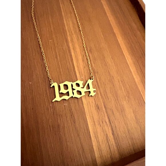 Gold-Tone "1984" Pendant Necklace – Year Number Necklace – Adjustable Chain - Picture 1 of 3
